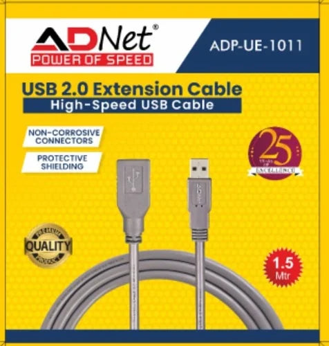 USB 2.0 Extension Cable For Printer 1.5 Mtr (Grey)