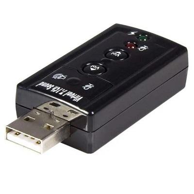 USB to 3.5mm Jack Audio Adapter | 7.1 External USB Sound Card for PC, Headphones & Microphone (Black)