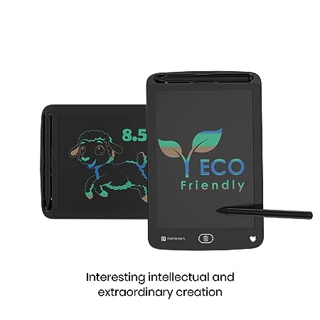 Portronics Ruffpad 8.5M Multicolor LCD Writing Pad with Screen 21.5cm (8.5-inch) for Drawing, Playing, Handwriting Gifts for Kids & Adults (Black)