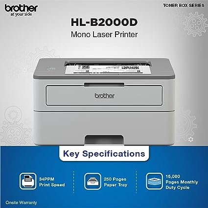 Brother HL-B2000D Mono Laser Printer with Auto Duplex Printing (Toner Box Technology)