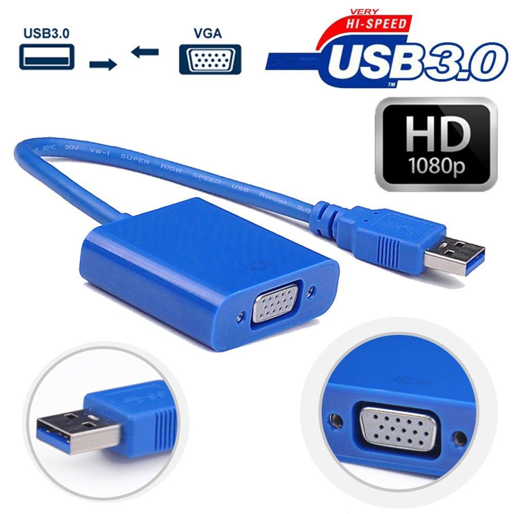 USB 3.0 to VGA Multi-display video converter External Cable Adapter for Windows 7/8 (Blue/Black)