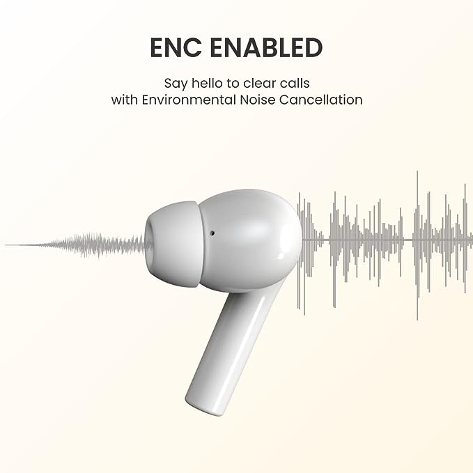 Portronics Harmonics Twins S6 TWS Earbuds,50Hrs Playtime, Auto ENC, 10mm Driver, Type C Charging Port(White)