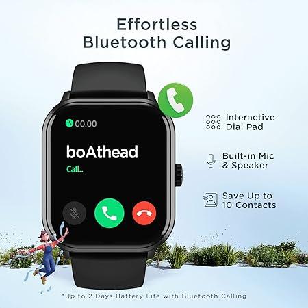 boAt Wave Edge Smart Watch with 1.85" HD Display, Advanced Bluetooth Calling Chip, Functional Crown, ,AI Voice Assistance, IP68 (Active Black)