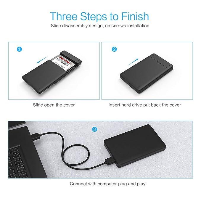 USB 3.0 HDD Enclosure 2.5" (6.35)cm Case for SATA SSD HDD High Speed (Black)