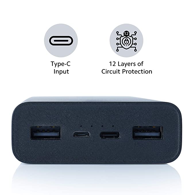 MI Power Bank 3i 20000mAh Lithium Polymer 18W Fast Power Delivery Charging | Input- Type C | Micro USB| Triple Output (Black)