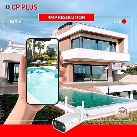 CP PLUS CP-V47A 4MP Wi-Fi Bullet , Outdoor Bullet Camera | 4mm Fixed Lens | Support Spotlight | Two Way Talk |Full Colour Night Vision (White)