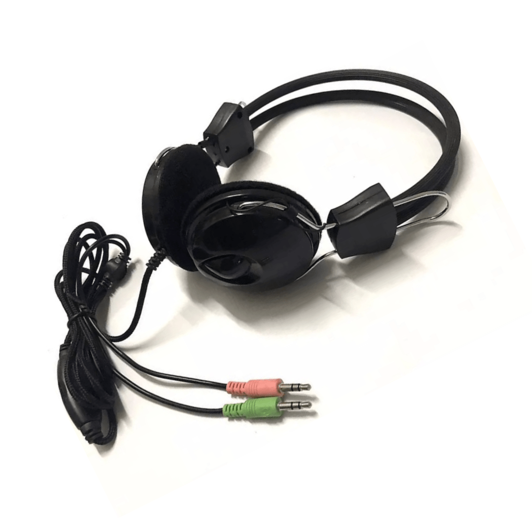 Wired Headphones (AD-302) with Mic & Volume Control ,Dual 3.5mm Jack for Audio & Microphone ,Stereo Sound, Compatible with PC, Laptop, Mac