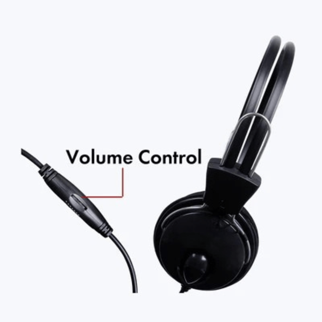Wired Headphones (AD-302) with Mic & Volume Control ,Dual 3.5mm Jack for Audio & Microphone ,Stereo Sound, Compatible with PC, Laptop, Mac