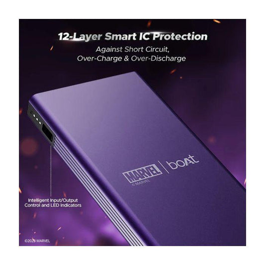 boAt EnergyShroom PB300 Black Panther 10000mAh Power Bank with 22.5w Fast Charging, 12-Layer Smart IC Protection, LED Indicators