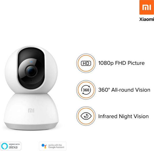 MI 360° Home Security Camera 1080P l Full HD Picture l AI Powered Motion Detection l Infrared Night Vision | 360° Panorama | Talk Back Feature (2-Way Audio)