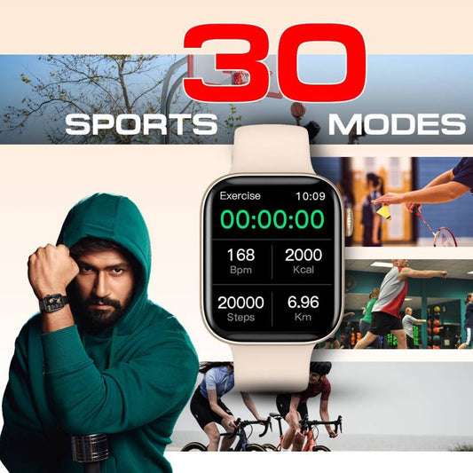 Fire-Boltt Ring 2 1.69" LCD Display with Bluetooth calling function Voice Assistance Smartwatch(BSW027, Rose Gold Strap, Free Size)