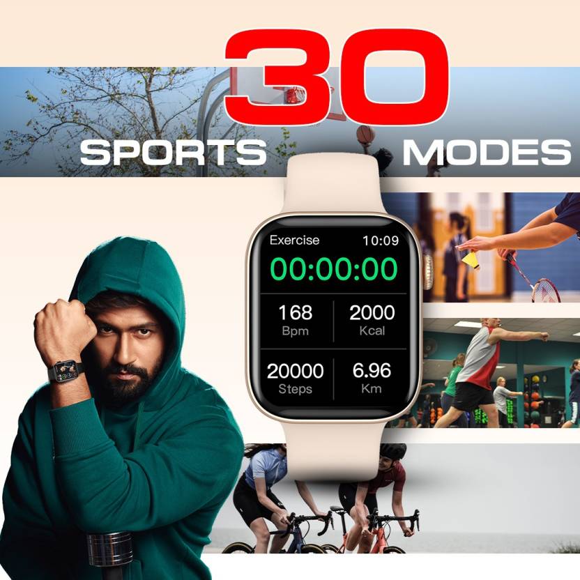 Fire-Boltt Ring 2 1.69" LCD Display with Bluetooth calling function Voice Assistance Smartwatch(BSW027, Rose Gold Strap, Free Size)