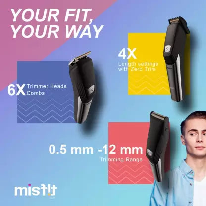 Misfit by boAt T200 Runtime: 120 mins 6-in-1 Trimmer for Men (Black)