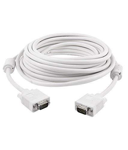VGA TO VGA Cable Compatible with HDTV, LCD TV, LED TV, Computer Monitor and Laptop -10mtr (White)