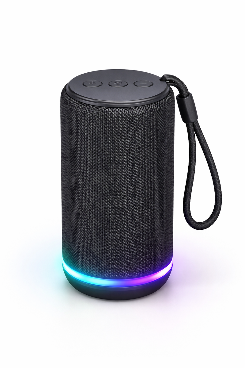 Wireless Bluetooth speaker with LED lights for music playback and hands-free calls