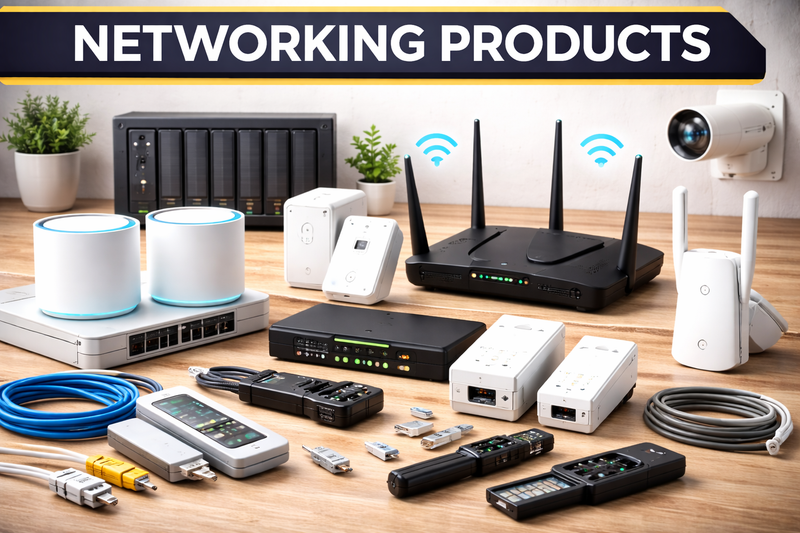 Networking products including Wi-Fi routers, mesh systems, Ethernet switches, LAN cables and network tools