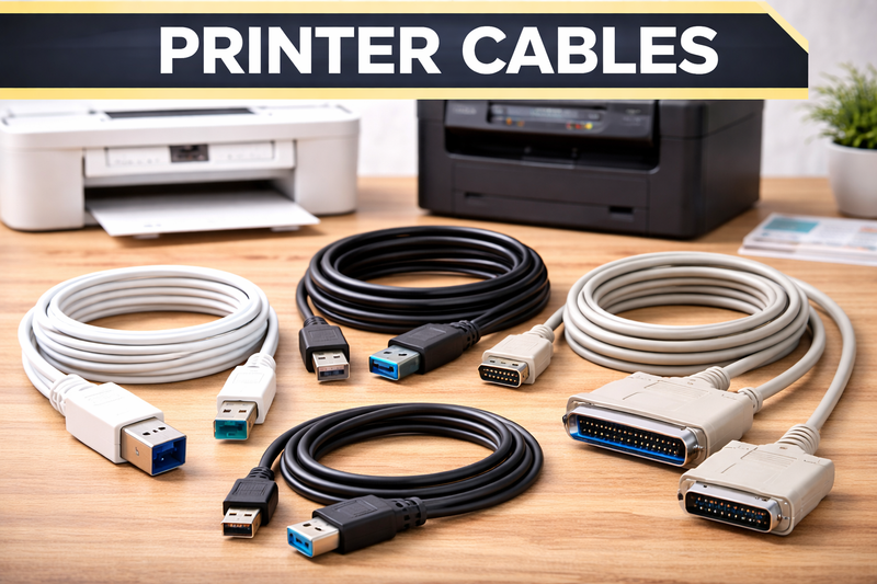 Printer cables including USB printer cable, USB 3.0 printer cable and parallel printer cable for inkjet and laser printers