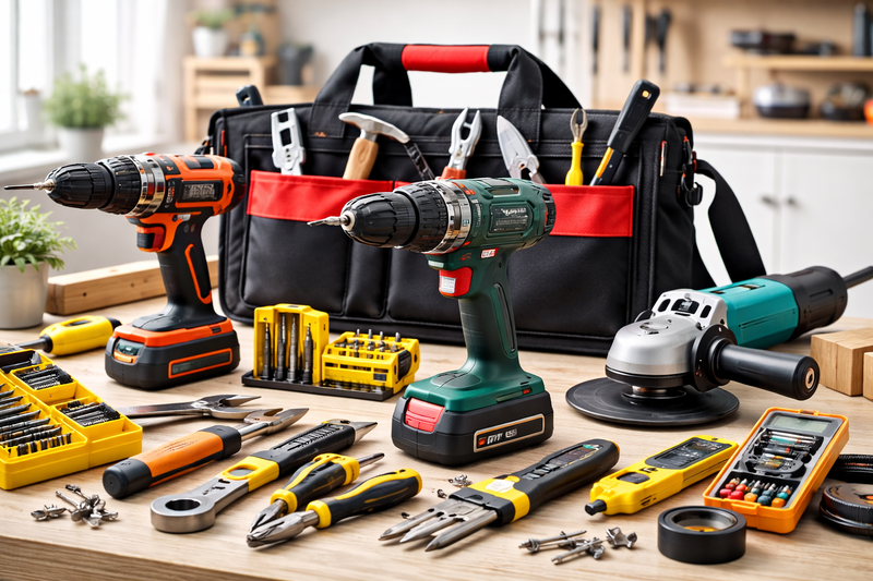 Tools for home and professional use including hand tools and electric power tools