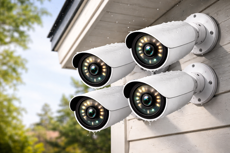 CCTV surveillance cameras installed outdoors for home and business security