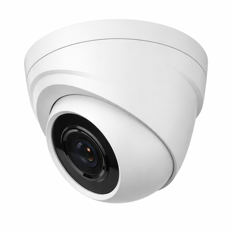 Wall-mounted white dome CCTV camera with HD lens for indoor security monitoring