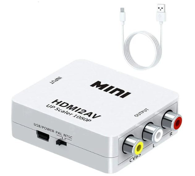 MINI HDMI2AV Up Scaler 1080P HD Video Converter (White)