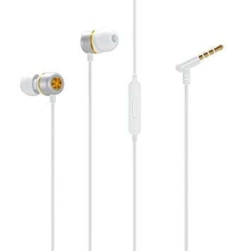 Portronics Conch 10 in-Ear Wired Earphone with 3.5mm Jack, Power Audio, Built-in Mic (White)