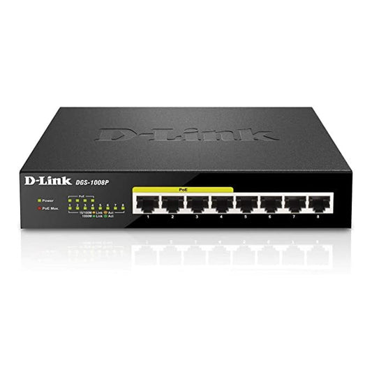 D-Link DGS-1008P 8 Port Gigabit Poe Unmanaged Switch (Metal Housing)