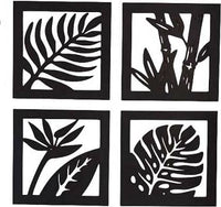 Acrylic Leaf Design Frame for Wall Hanging (20.3 x 20.3)cm (8 X 8 Inches ) Each Set of 4 (Black)