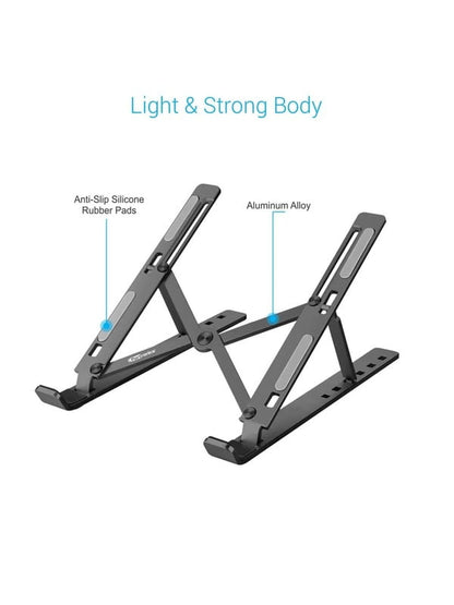 Portronics My Buddy K Portable Laptop Stand with Adjustable Height, Foldable, OverHeating Protection for Laptops & MacBooks (Grey)