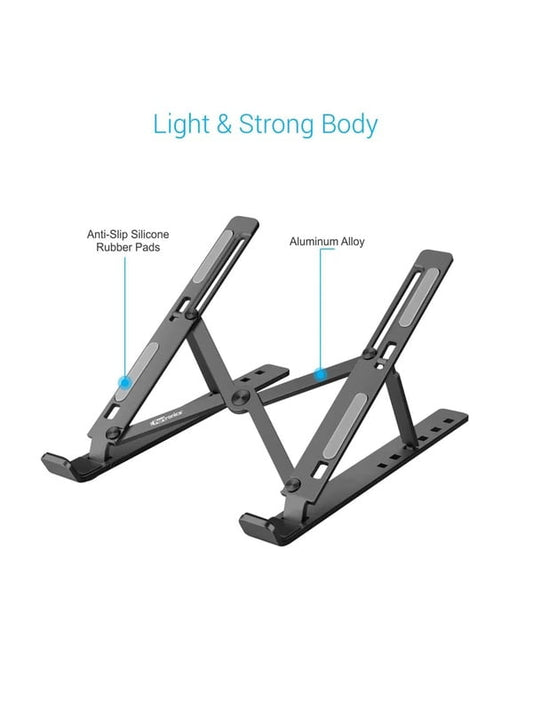 Portronics My Buddy K Portable Laptop Stand with Adjustable Height, Foldable, OverHeating Protection for Laptops & MacBooks (Grey)