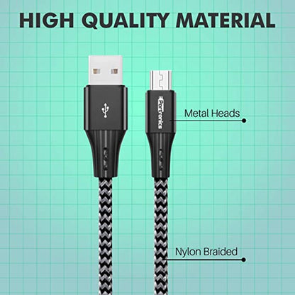 Portronics Konnect A 3A Fast Charging Nylon Braided Micro USB Cable for Android with Data Sync 2Mtr