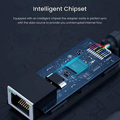 Portronics Mport 45 USB 2.0 Ethernet LAN Adapter USB to LAN RJ 45 with 1000 Mbps, Fast Speed (Black)