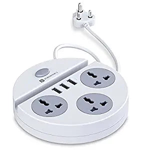 Portronics Power Plate 5 1500W Power Converter with USB Charger & Mobile Holder 3AC Socket + 3USB Ports I 1.5 m Cord Length