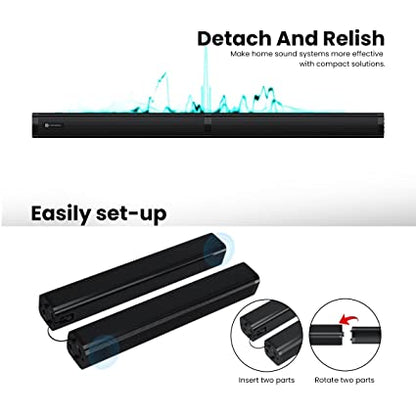 Portronics Pure Sound 103 100W Detachable Bluetooth Soundbar with Wired Subwoofer 2.1 Channel System