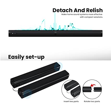 Portronics Pure Sound 103 100W Detachable Bluetooth Soundbar with Wired Subwoofer 2.1 Channel System