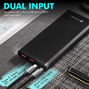 Portronics Power M 10K 10000 mAh Metal Housing Power Bank with Dual Input (Type C + Micro USB) & Triple Output
