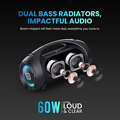 Portronics Dash 12 60W Wireless Bluetooth Party Speaker with Wired Karaoke Mic, TWS Function, Multicolor LED Light