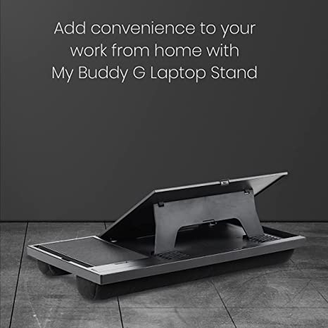 Portronics My Buddy G Laptop Desk with Storage & Mouse Pad, Adjustable Height, Compatible Upto 38.1 cm (15 inches) Laptop (Black)
