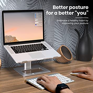 Portronics My Buddy K5 Portable Laptop Tabletop Stand with Aluminium Frame, Adjustable Height, Compatible with All Laptops (Silver)