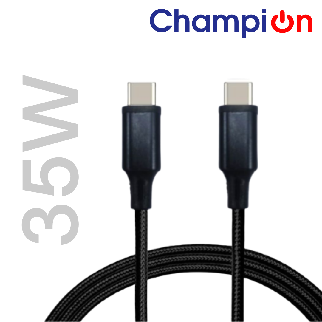 Data Cable Type-C To C PD 35W Braided 1Mtr (Black)