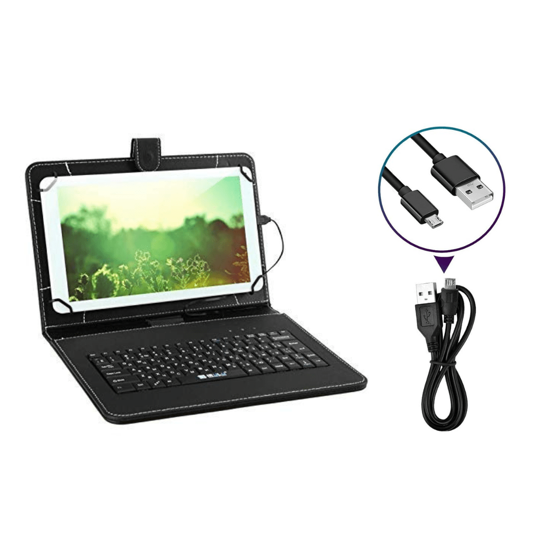 Champion 17.7cm (7inch )Micro USB Keyboard Tablet Case , Synthetic Leather Carry Cover for Samsung Tablet (Black)