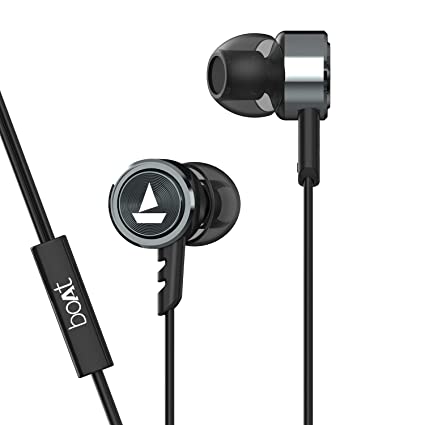 boAt BassHeads 122 Wired in Ear Earphones with Heavy Bass, Integrated Controls and Mic (Black)