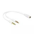 Audio Spliter Cable 3.5 mm for Computer 2 Male to 1 Female 3.5mm Headphone Mic Audio (White)