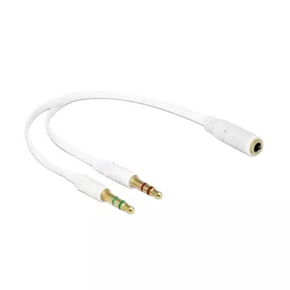 Audio Spliter Cable 3.5 mm for Computer 2 Male to 1 Female 3.5mm Headphone Mic Audio (White)