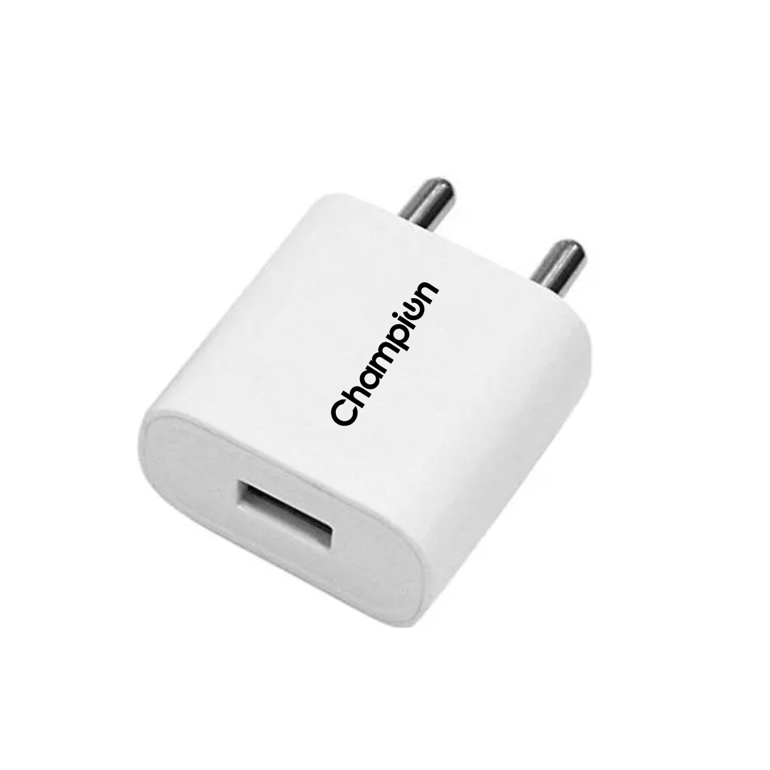 Champion 12W 5V/2.4A DC Single USB Port Mobile Charger | Wall Adapter for Android & USB Devices (Pack Of 20 Pcs)