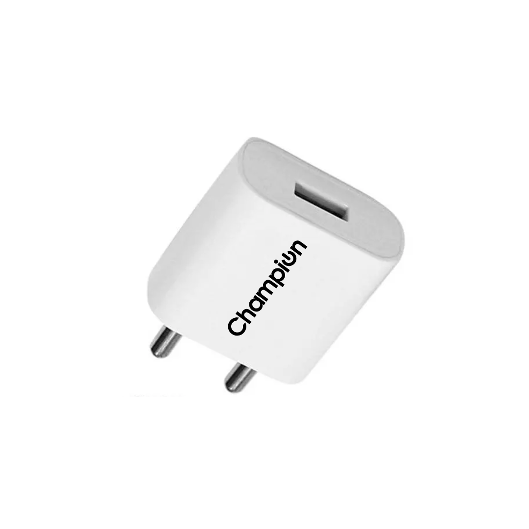 Champion 12W 5V/2.4A DC Single USB Port Mobile Charger | Wall Adapter for Android & USB Devices (Pack Of 20 Pcs)