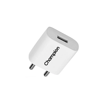 Champion 12W 5V/2.4A DC Single USB Port Mobile Charger | Wall Adapter for Android & USB Devices (Pack Of 20 Pcs)