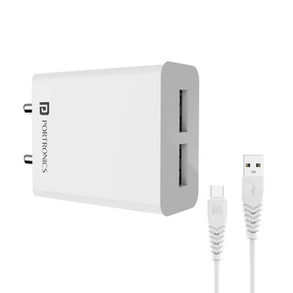 Portronics Adapto 32 Quick Charger USB Wall Adapter with One 3A Quick Charger (White)