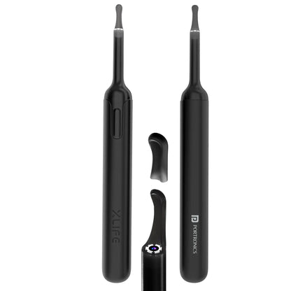 Portronics Xlife Smart Wireless Ear Otoscope Cleaner with 6 LED Lights, FHD 1080 Camera, 3 Mega pixels Endoscope, Control Via App (Black)