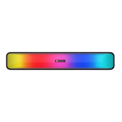 Portronics Radian 16W Bluetooth Stereo Soundbar with Multicolour LED Lights, FM Radio, Built in Mic, Aux in 3.5mm (Black)